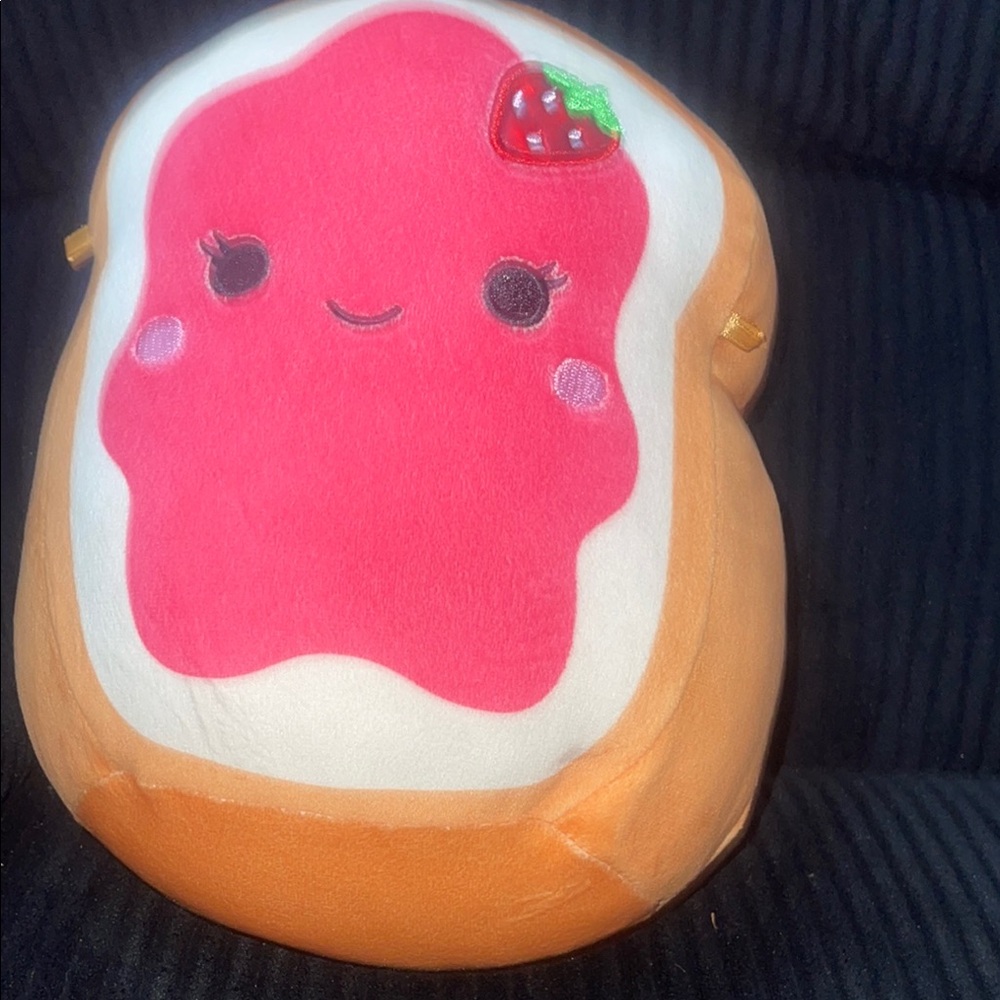 Squishmallow Cute Toast Plush with Strawberry Jam Design